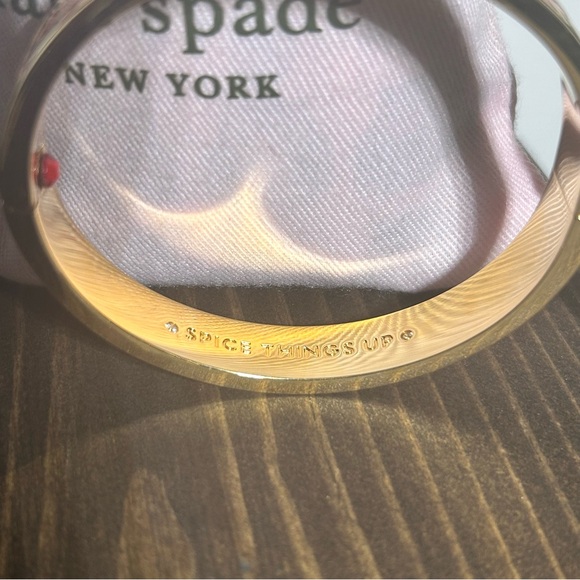 Kate Spade “Spice Things Up” Gold Bracelet with Pink & Green Duster Bag - Picture 6 of 7